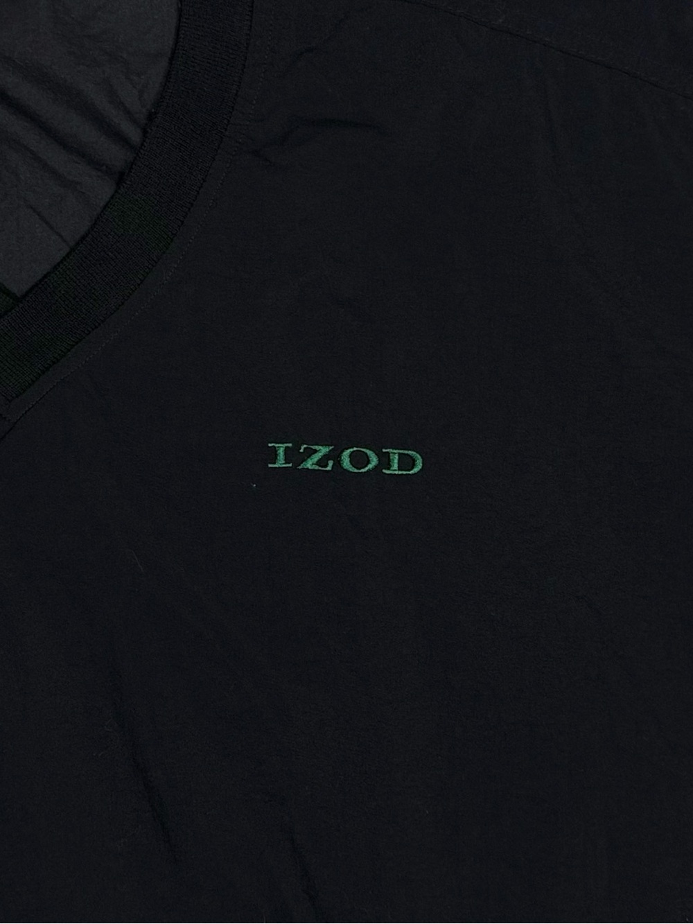 Vtg 90s IZOD black green embroidered logo microfiber windbreaker pullover men XL - Picture 6 of 8